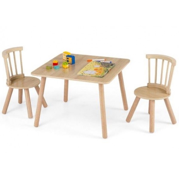 Vaikiško stalo ir 2 kėdžių komplektas (Natūrali apdaila)